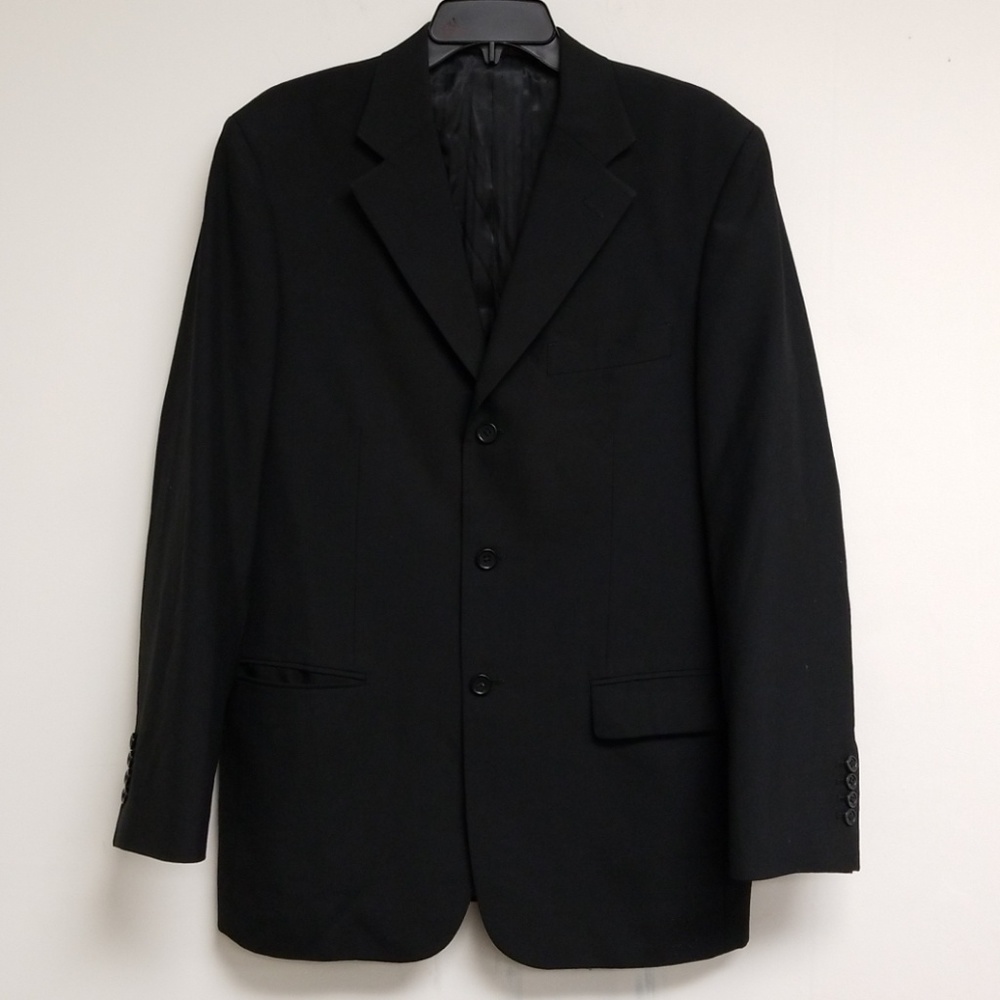 Valenti Black Solid Wool Button Blazer